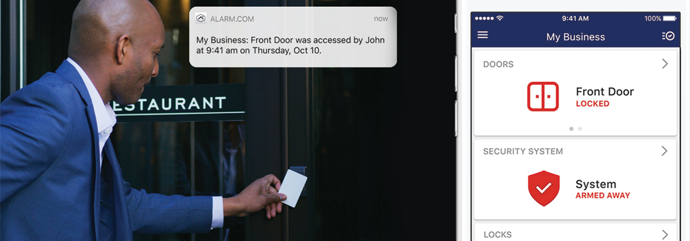 Commercial Access Control Key Card powered by Alarm.com