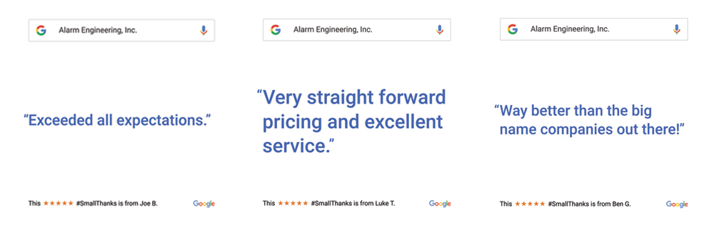 Alarm Engineering 5 Star Google Reviews