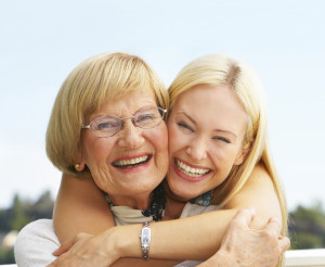 Grandparent and daughter