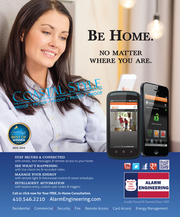 Alarm Engineering has been nominated for 2015 Best Display Advertisement with this ad, seen in Coastal Style Magazine