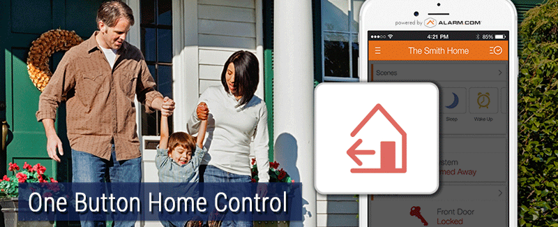 One Button Home Control with Our highly rated free app gives you the ability to control your security and integrated smart home features from anywhere. 