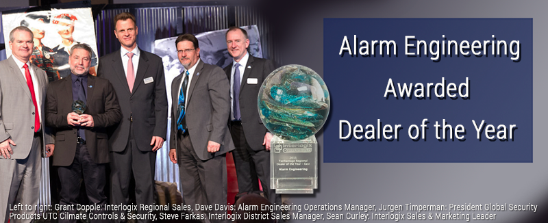 Alarm Engineering was recently honored at the 2016 Interlogix Partner Summit, held in San Diego, California where we were presented with the Eastern Regional Dealer of the Year Award.