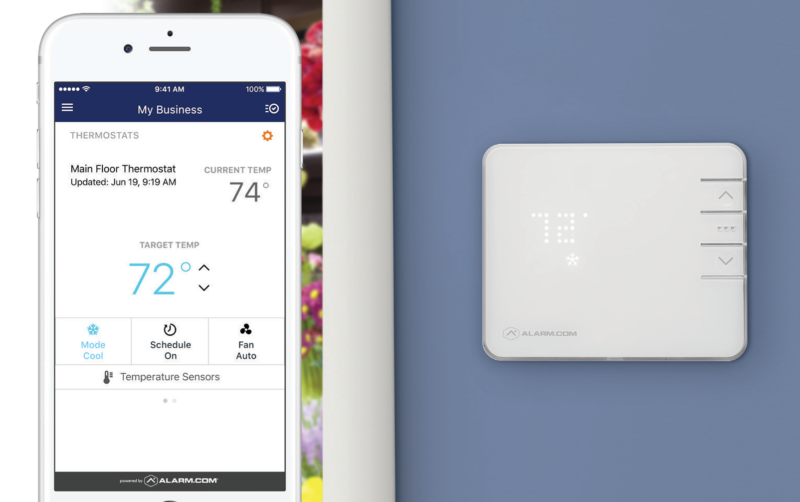 Control your business thermostat and your budget with alarm.com